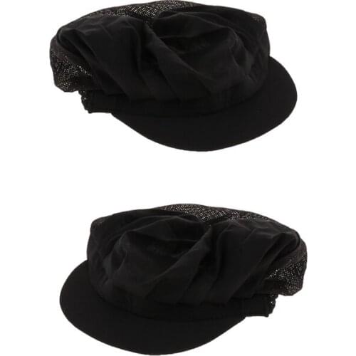 Chef Hat Vent Half Mesh Adjustable Kitchen Restaurant Workshop Hair Control Cap Net 2pcs