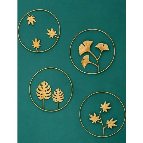 Nordic Wrought Iron Ginkgo Leaf Wall Decoration Ornaments Wall Hanging Home Decor Crafts Living Room Background Wall Porch Mural