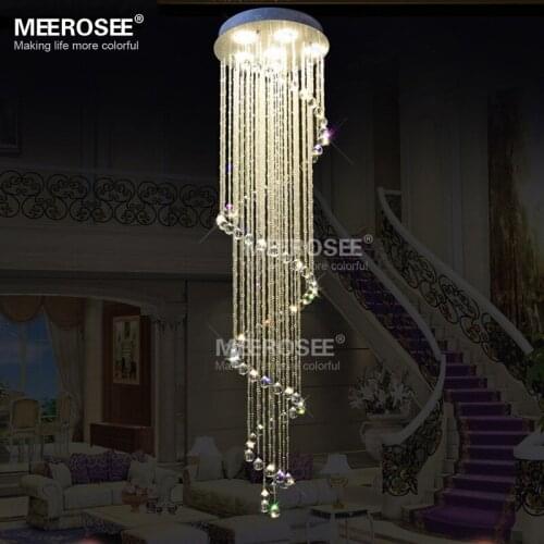 Modern Spiral Crystal Light Long Crystal Ceiling Light lustre de cristal for Staircase Stair Foyer Crystal Stair Lighting