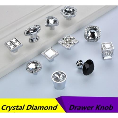 Modern simple fashion crystal rhinestone drawer shoe cabinet tv cabinet bathroom cabinet cupboard knob pull handle Square knob