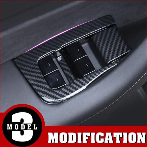 Car Styling Inner Door Armrest Window Lift Button Panel Cover Trim ABS For Tesla Model 3 2018 2019 car accessories