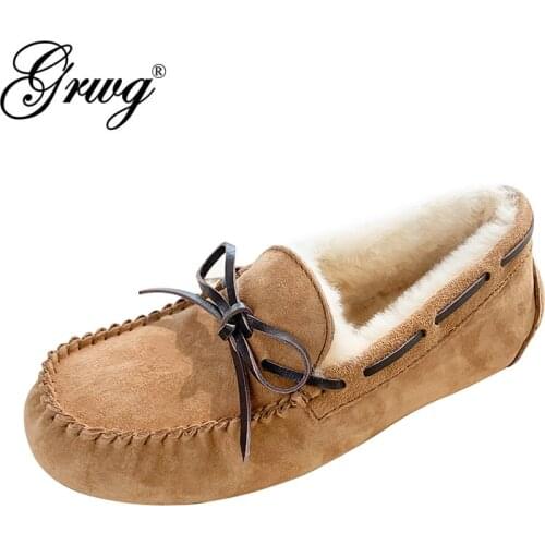 High Quality 100% Natural Fur Genuine Leather Women Flat Shoes New Fashion Women Moccasins Casual Loafers Plus Size Winter shoes