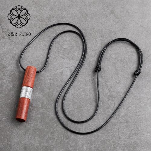 Women Necklaces Zinc Alloy Handmade Red Sandalwood Pendant & Necklaces Sweater Chain Geometric Unique Pendant For Friends Gift