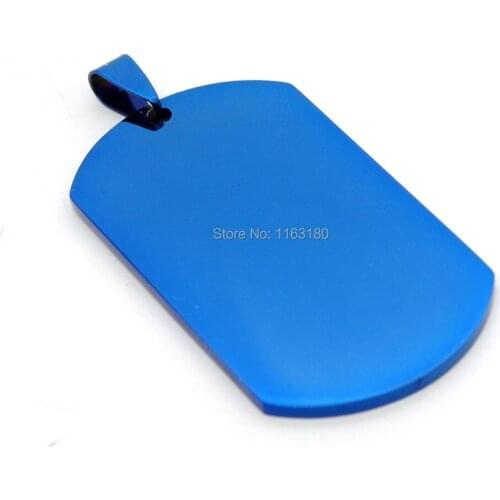 50pcs/lot Personalied Customied Military Army ID Stainless Steel Name Blank Dog Tags Pendant Rectangle Jewelry Blue Color