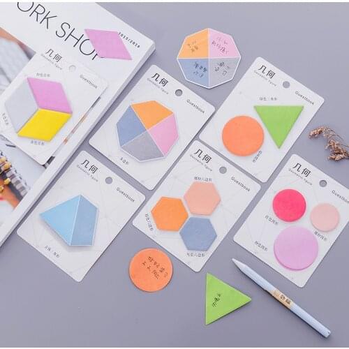 1 PC kawaii Geometric shape Color message notes Sticky Notes Memo Pad Korean stationery School Supplies Planner Stickers