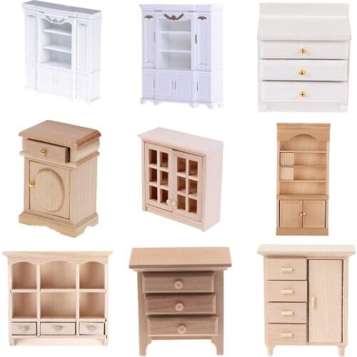 1PC Miniature Closet Hanging TV Book Cake Bedside Table Cabinet Shelf Cupboard Model Dollhouse Furniture Decor DIY Toys