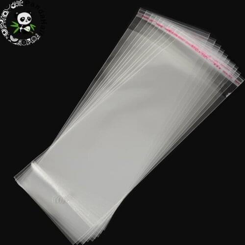 100pcs OPP Long Cellophane Bags Rectangle Clear Gift Bags for Necklace Earrings Hand Chain Packing, 215x80mm, Hole: 8mm
