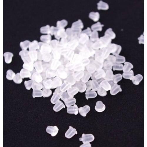 100pcs Clear Soft Earring Hook Bullet Stopper Earnut Rubber Back 10.3