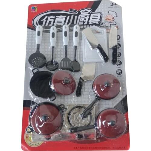 13Pcs/Set Red Simulation Tableware Kitchen Utensils Pot Spoon Cooking Spatula Knife Pretend Play Girls Toys for Children Gift