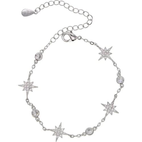 15+4cm size Xmas new Gold filled micro pave cz northstar bracelet for women charm Mothers Day gift elegance gorgeous jewelry