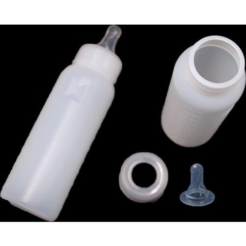 4PCS 250ml milking bottle plastic with silicone nipple animal tools for dog lamb sheep puppy goat piglet veterinary feeding