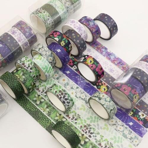 MuYu 5 Rolls/Set Kawaii Washi Tape Flower Masking Tape Decorative Tape DIY Sticker Scrapbooking Diary Stationery School Supplies