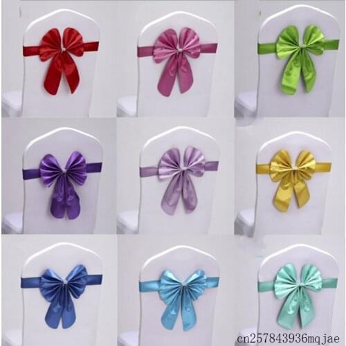 50pcs PU Rabbit Bow Chair Sashes Tie Chair Bands for Wedding Party Birthday Banquet Decoration