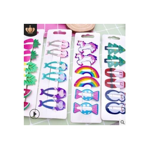 60set/lot 6pcs/set DIY Simple Multi Alloy Printing Cartoon Hair BB Clips Paint Hair Claws Hair Styling Tools Accessories HA880