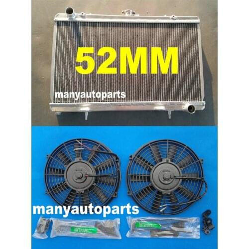 52MM FOR NISSAN silvia S13 SR20DET 1989-1994 MT 90 91 92 93 Aluminum Radiator + FANS