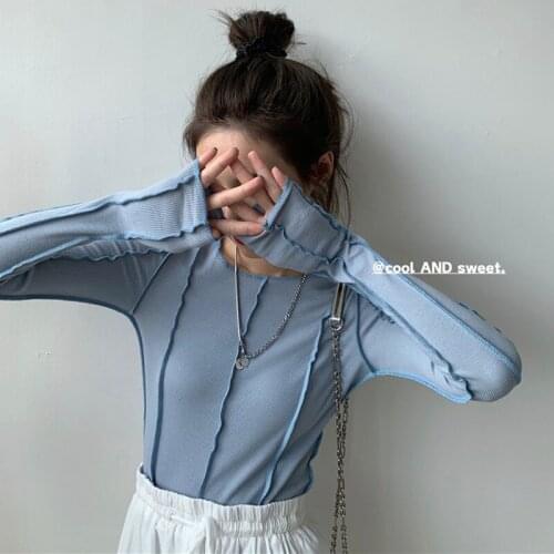 Sexy Women Blouse Korea Shirt bottoming Tops soft Knitted Female Shirts Blue Rose autumn Blouses Fashion Blusa Chic