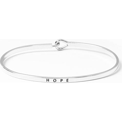 Simple HOPE Letters Bangle Fashion Jewelry Silver Rose Gold Color Cuff Bracelets & Bangles For Women Man Party Lovers' Gift