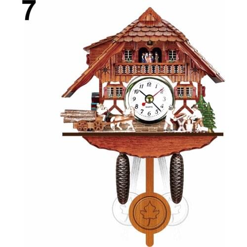 Wooden Cuckoo Wall Clock Bird Time Bell Swing Alarm Watch Home Art Decor JW