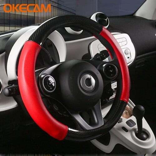 PU Leather Car Steering Wheel Cover For Benz Smart 451 453 450 452 Fortwo Forfour Crossblade City-Coupe Roadster Car Accessories