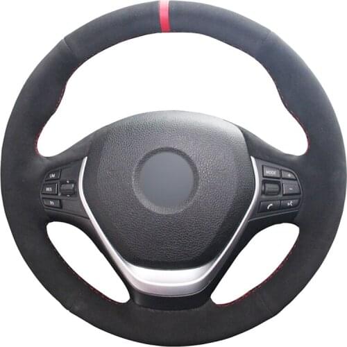 Black Suede Car Steering Wheel Cover for BMW F20 F21 F22 F23 118i 120i 125i 120d 218i 228i 420i 430i 435i 428i 440i 220i