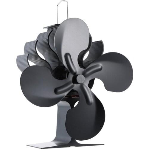 Black Fireplace 4 Blades Heat Powered Stove Fan Log Wood Burner Ecofan Quiet Home Fireplace Fan Efficient Heat Distribution