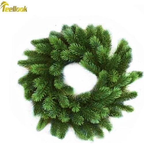 Teellook 30cm 45cm 60cm Christmas wreath PE leaves New Year Christmas Hotel Mall decoration pendant