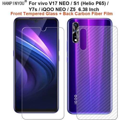 For vivo V17 NEO / iQOO Neo / S1 (Helio P65) / Z5 1 Set = Soft Back Carbon Fiber Film + Front Tempered Glass Screen Protector