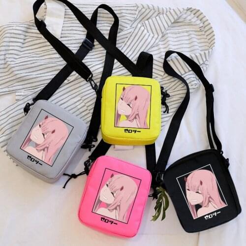 Darling In The Franxx Print Boys Girls Casual Tote Bag Canvas Handbag Zipper Shoulder Bag Outdoo