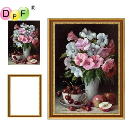 DPF Framed Diamond Painting flower Diamond Embroidery mosaic full round Rhinestone living decor wall painting unique gift