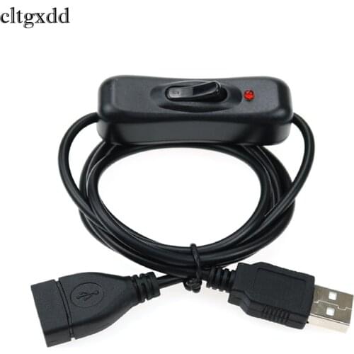 Cltgxdd Electronics Date Converting USB Cable Male to Female Switch ON OFF Cable Toggle LED Lamp Power Line Black
