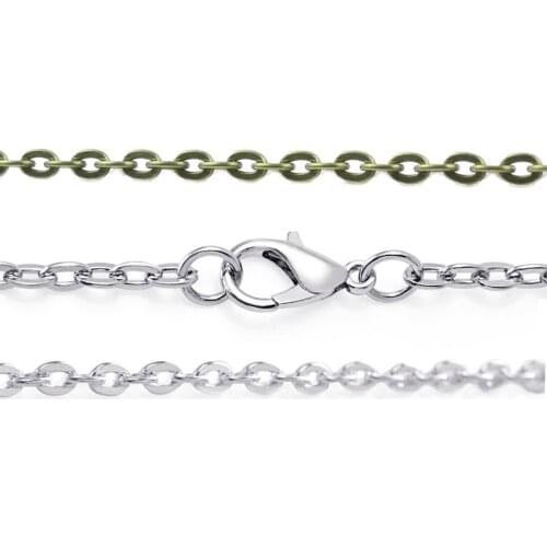 10pcs Silver Plated Antique Bronze Copper O Link Long Filigree Mens Necklace Chains Bulk Cross Chain DIY Jewelry Findings