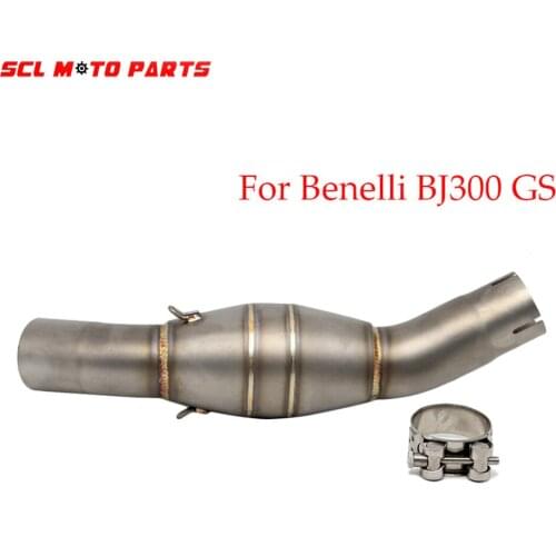 ALconstar-Motorcycle Muffler Exhaust Link Pipe 51mm Motorbike Exhaust Middle Pipe Stainless Steel For Benelli 300 BJ300 BJ300GS
