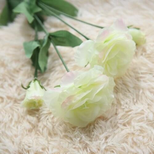 3 Heads Fake artificial Eustoma Grandiflorum Lisianthus bouquet Christmas Wedding Party Home Decorative flower branch