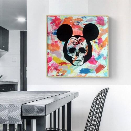 Disney Canvas Painting Funny Mickey Mouse Skull Posters Prints On the Wall Art Pictures for Living Kid Room Wall Home Decoration