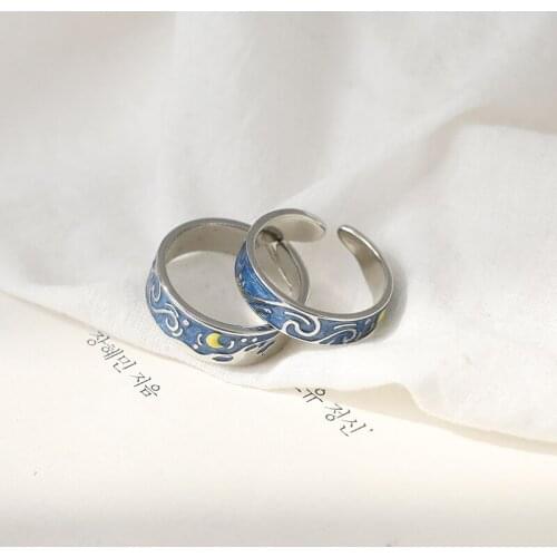 Lovers Ring, 2021 new creative art wind moon ring, Korean geometric fashion womens ring wedding jewelry