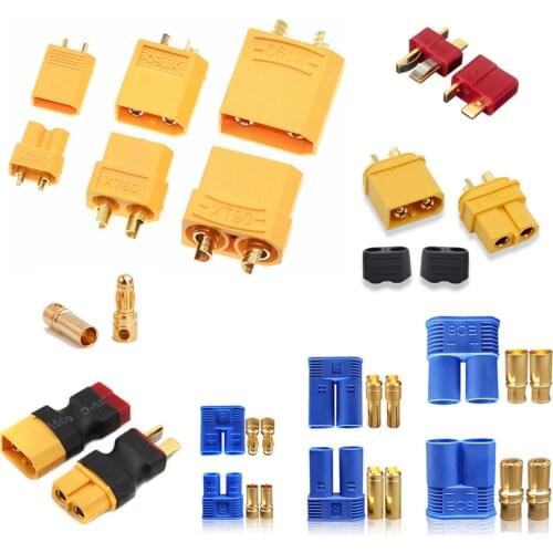 XT30 XT60 XT60H XT90 EC2 EC3 EC5 EC8 T Plug 3.5mm Banana Battery Connector Set Male Female Gold Plated Banana Plug for RC Parts