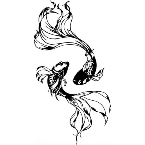 Beautiful Car Stickers Fish Water Decoration Personality PVC Car Decoration Accessories Decals Waterproof Sunscreen Black/white