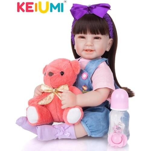 KEIUMI 22 "Cloth Body Reborn Baby Doll Soft Silicone Bebe Sisters Dolls With Smilling Face Kids' Playmates Gifts For Children