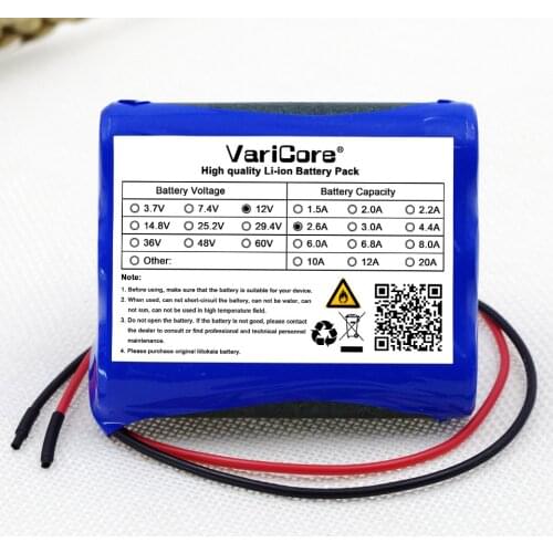 Varicore New 12 V 2600 mAh 18650 Li-ion Battery CCTV Batteries for the camera 12.6 V to 11.1 V 2.6a