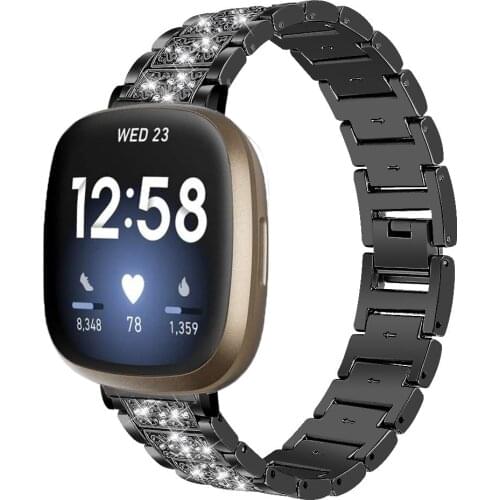Fashion Women diamond metal strap For Fitbit Versa 3 smart watch band stainless steel strap for fitbit sense versa3 accessories