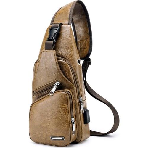 Fashion men chest pack single shoulder bags USB charging chest bag crossbody bags anti theft for Outdoor Sports Messengers Bag