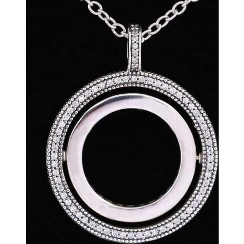 Original Two Circles Logo Signature Spinning Hearts Necklace Pendant Fit 925 Sterling Silver Charm Bracelet Diy Jewelry