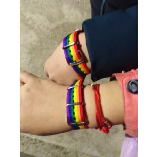 Punk Rainbow Lesbians Gays Bisexuals Transgender Bracelets for Women Girls Pride Woven Braided Men Couple Friendship Jewelry