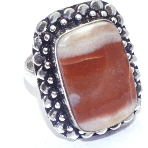 Genuine Mookaite Ring Silver Overlay over Copper, USA Size : 7.5 , R7539