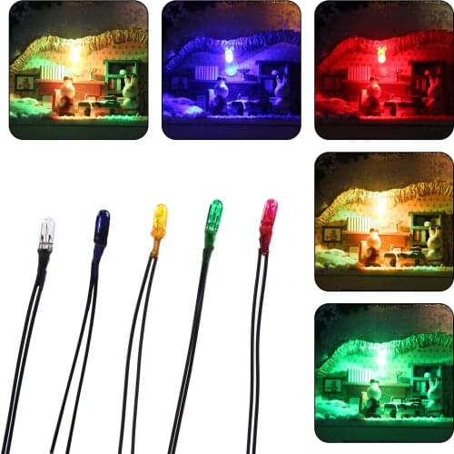 100pcs 3mm Grain of Wheat Bulbs Pre-wired Mini Bulbs Mixed Colors Red Yellow Blue Green White 12V 70mA MP18125M