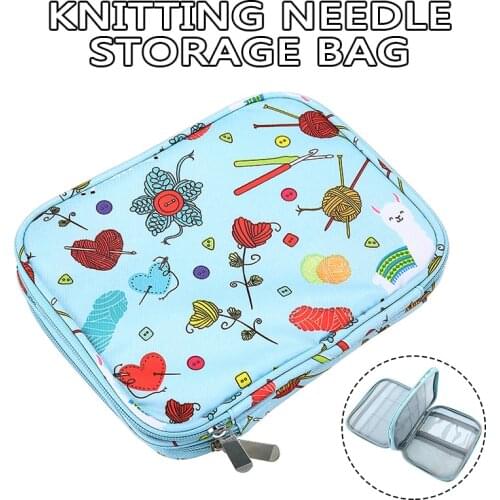 1pc Empty Knitting Circular Needles Case Travel Storage Organizer Double Zipper Compartment Storage Bag Sewing Accessories
