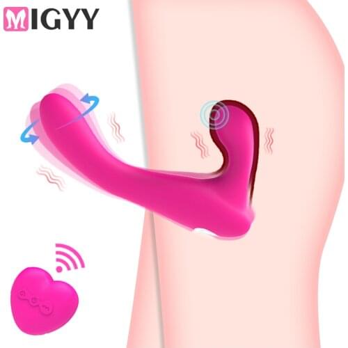 Realistic Dildo Vibrator Massager Strapless Strap on Lesbian Double Head G-Spot Stimulate Clitoris Sex Toy for Couple Dual Motor
