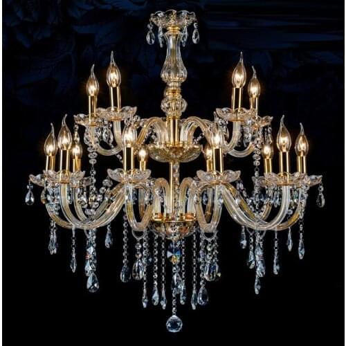 Double layer chandelier living room chandelier light hotel crystal chandelier modern double staircase crystal chandelier lamp