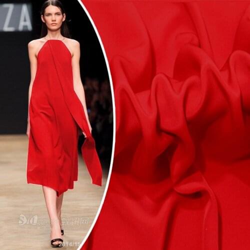 High-grade solid color heavy silk crepe de chine fabric 30mm red dress dress shirt silk fabric wholesale silk cloth