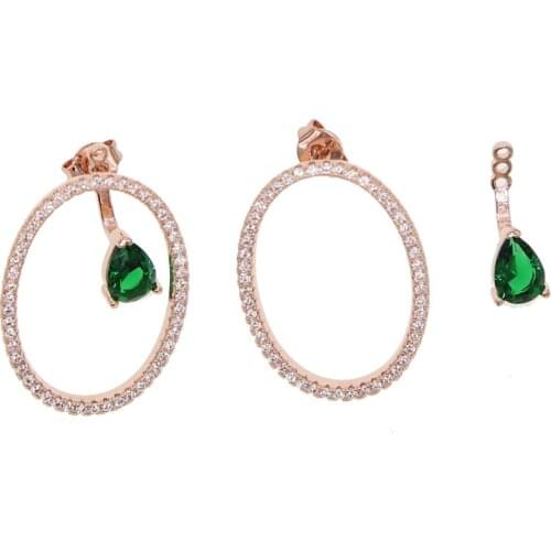 Double sided geometric earring pave cubic ziircon high quality birthstone red blue green cz sweet fashion earrings for lady